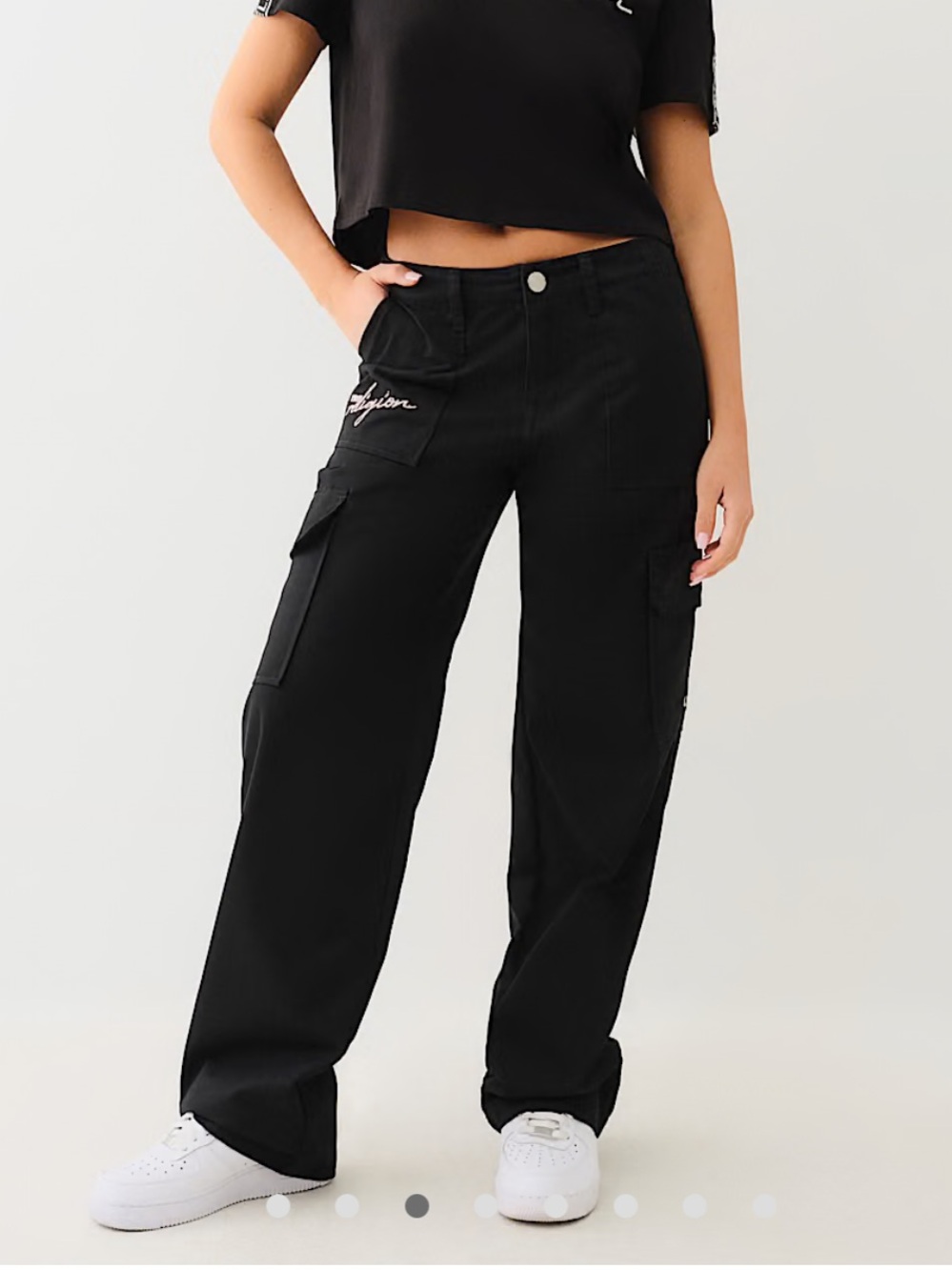 True Religion Pink Embroidery Cargo Pants